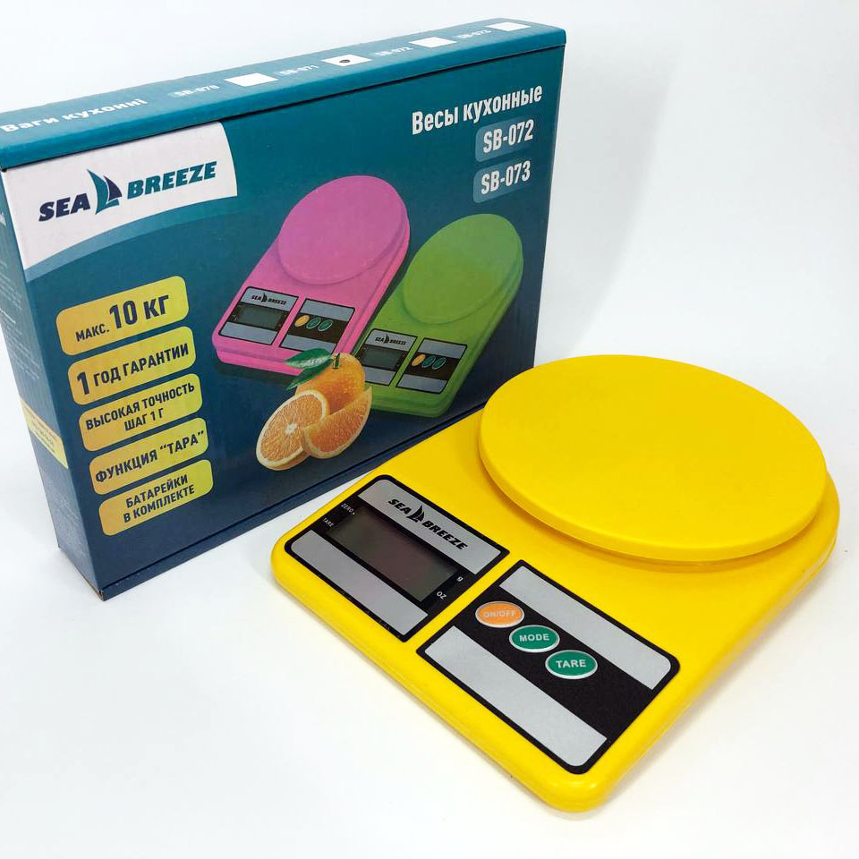Весы кухонные SeaBreeze SB-071, Электрические кухонные весы, Точные кухонные весы. Цвет: желтый