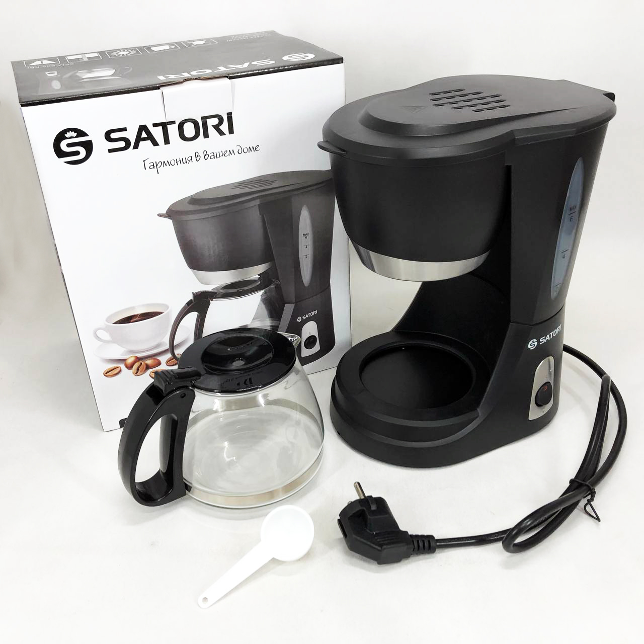 Кофеварка капельная Satori SCM-600-PBL, 650 Вт, Маленькая кофемашина для дома, Маленькая кофемашина