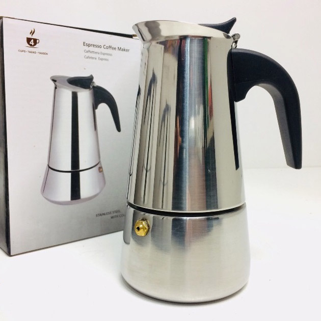 Кофеварка гейзерная из нержавеющей стали UNIQUE UN-1901 180 мл, Гейзер для варки кофе гейзерная кофеварка