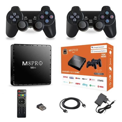 Игровая тв приставка AndroidTV+Game Box M8PRO Mini + 2 джойстика
