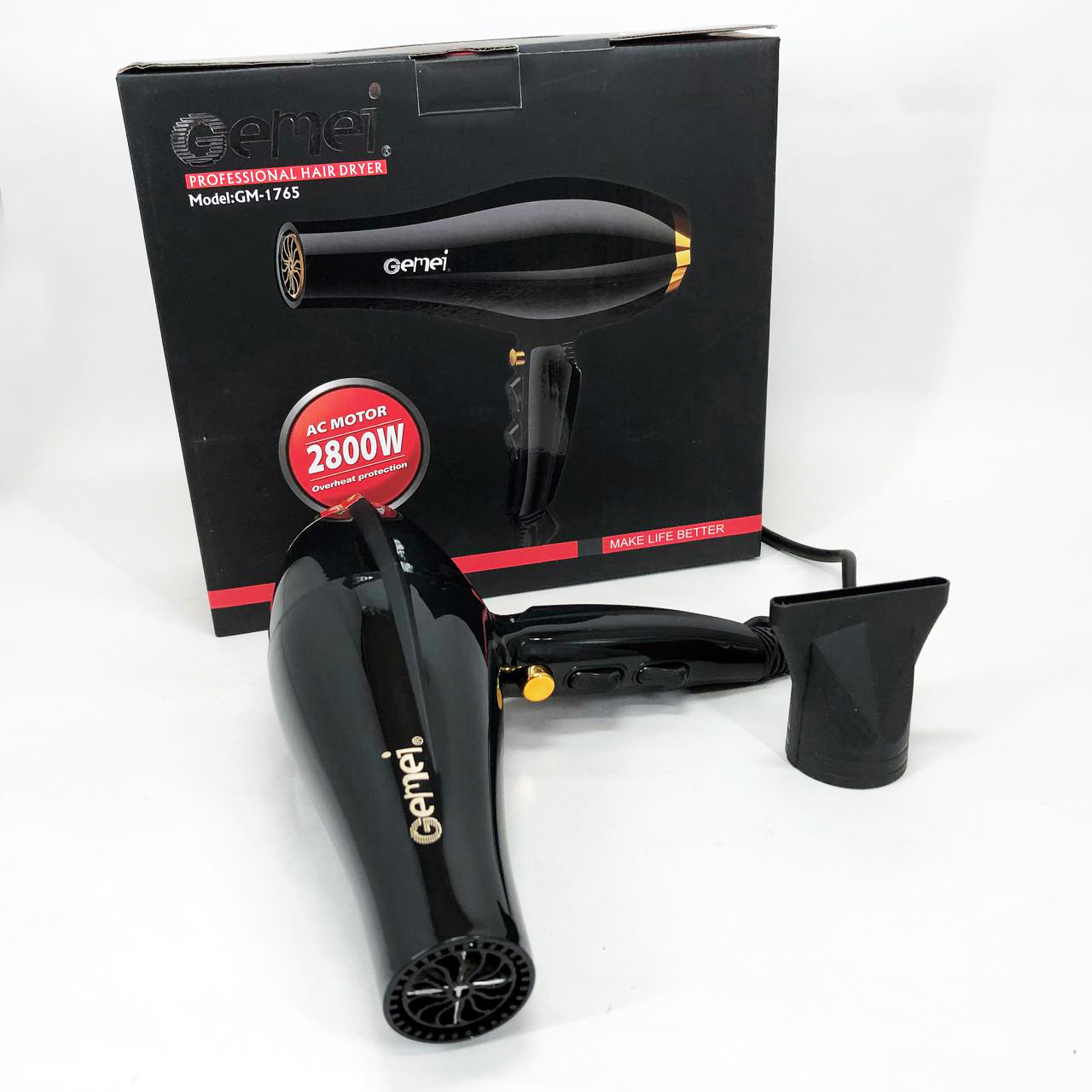 Фен Gemei GM 1765 Профессиональный фен для волос две скорости и три режима для сушки и укладки волос