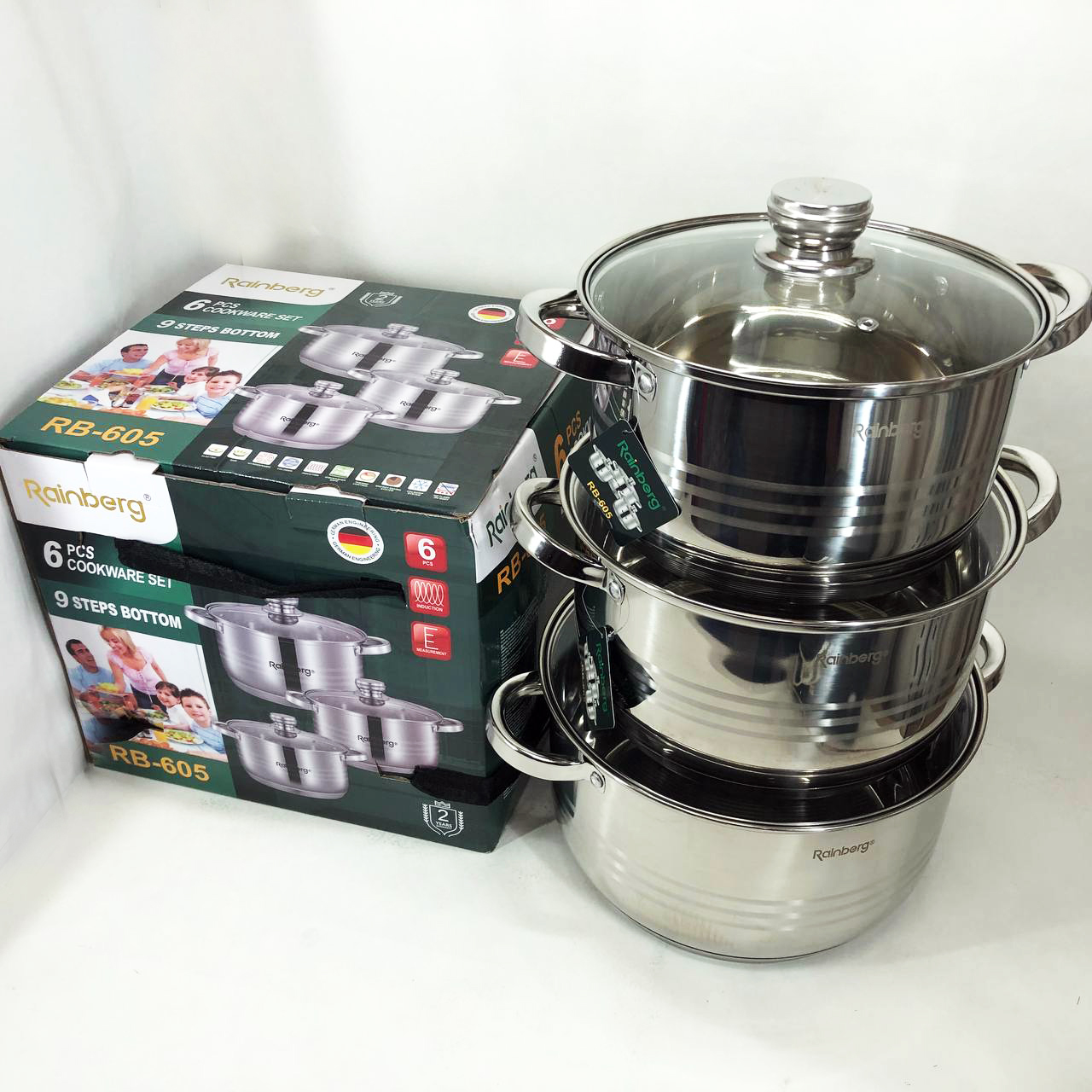 Набор кастрюль Rainberg RB-605 капсульное 9-ти слойное дно